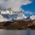 mountains over lake